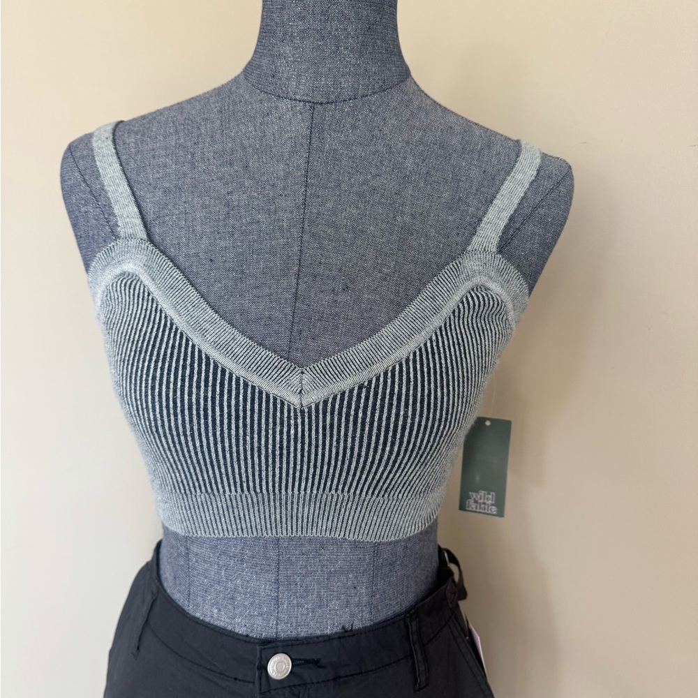 Wild Fable NWT Gray Ribbed Crop Top - Picture 3 of 12